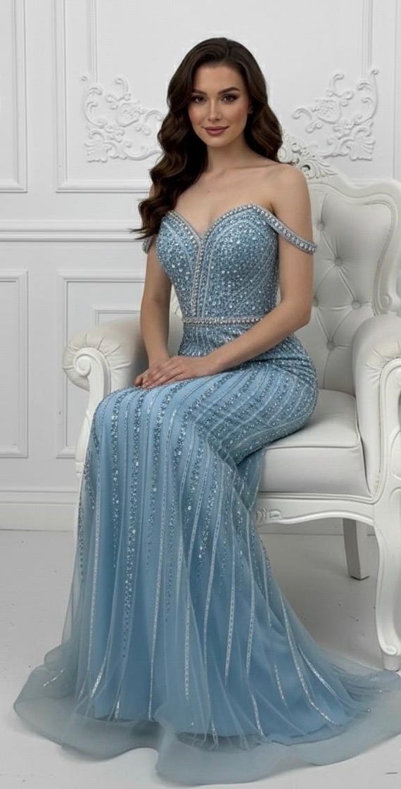off the shoulder rhinestone dress Jovani 23963