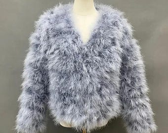 Turkey Feather Waist Length Jacket