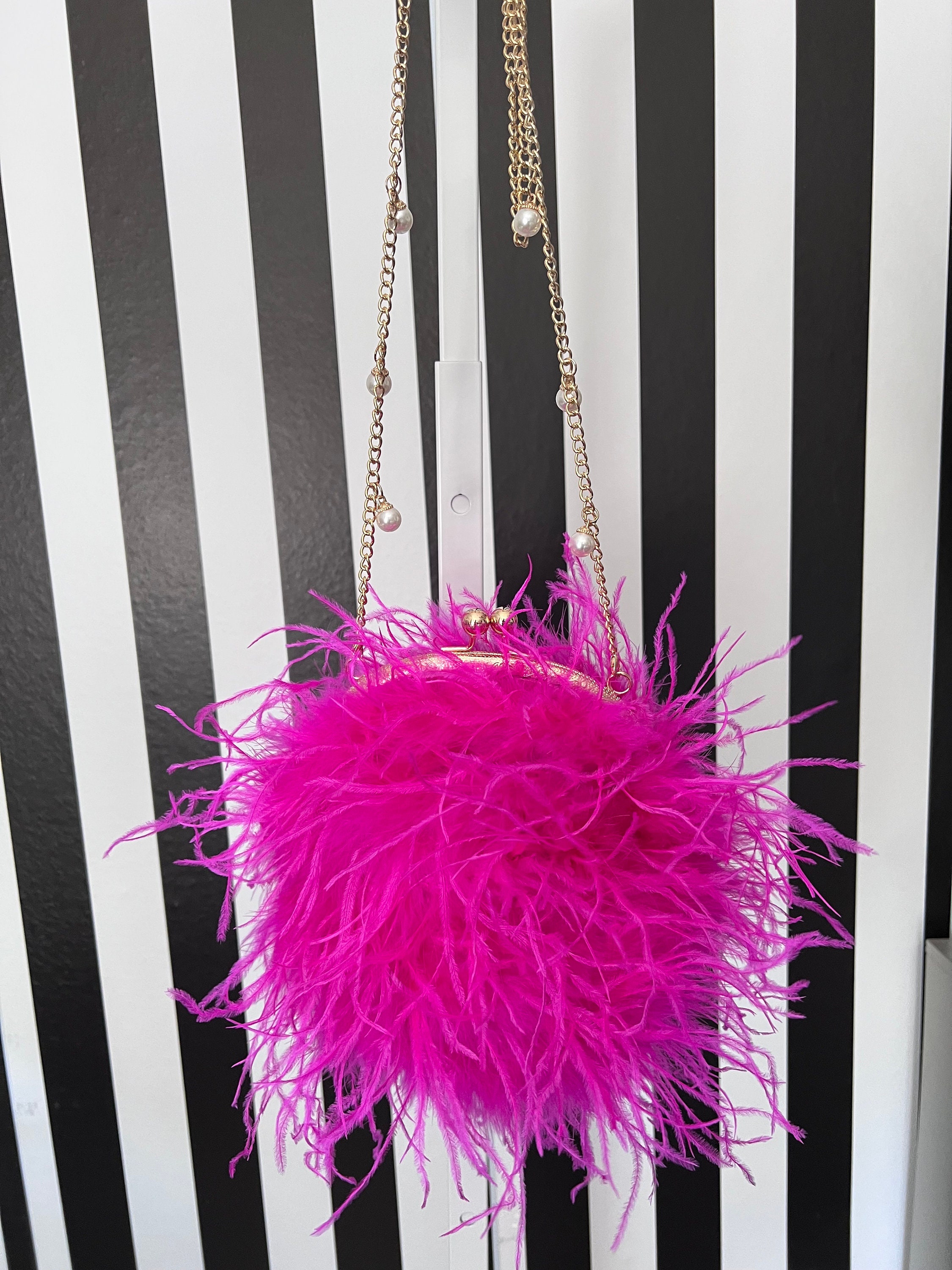 PEACHY PINK OSTRICH FEATHER BAG
