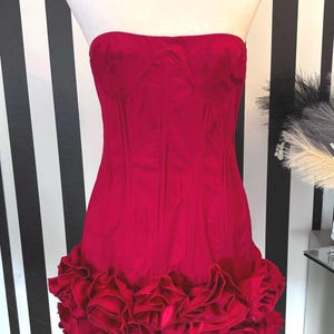Strapless Sweetheart Neck Corset with Back Tie Ruffle Mini Dress