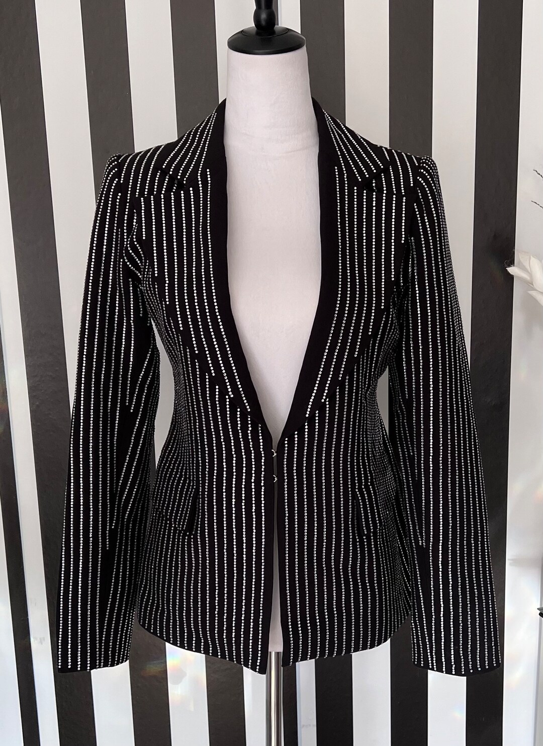 Black Pinstripe Blazer main image 1