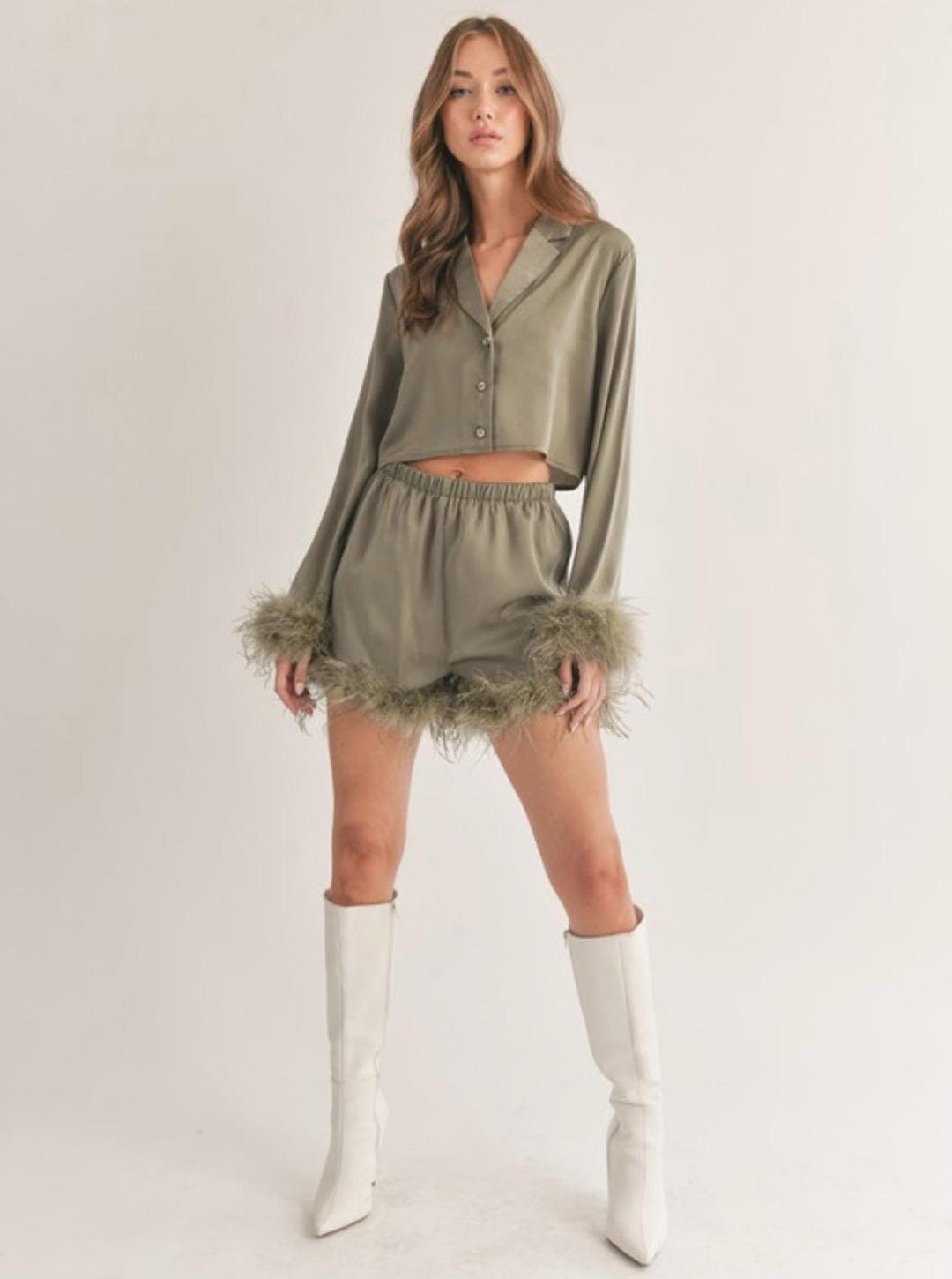 The Perfect Crop Shirt - Olive Green