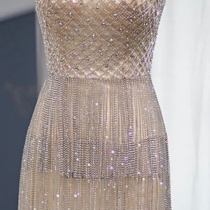 Rhinestone & Beaded Embellished Strapless Mini Dress