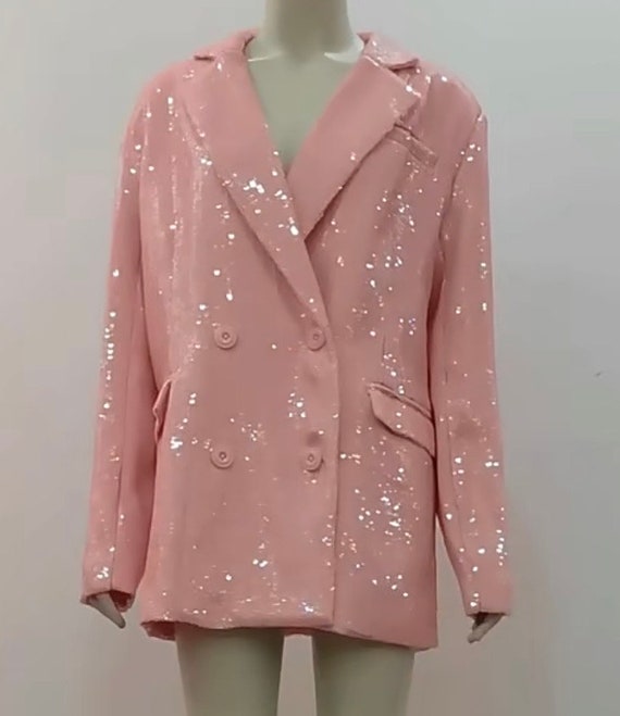 Pink Oversized Sequin Blazer - Etsy