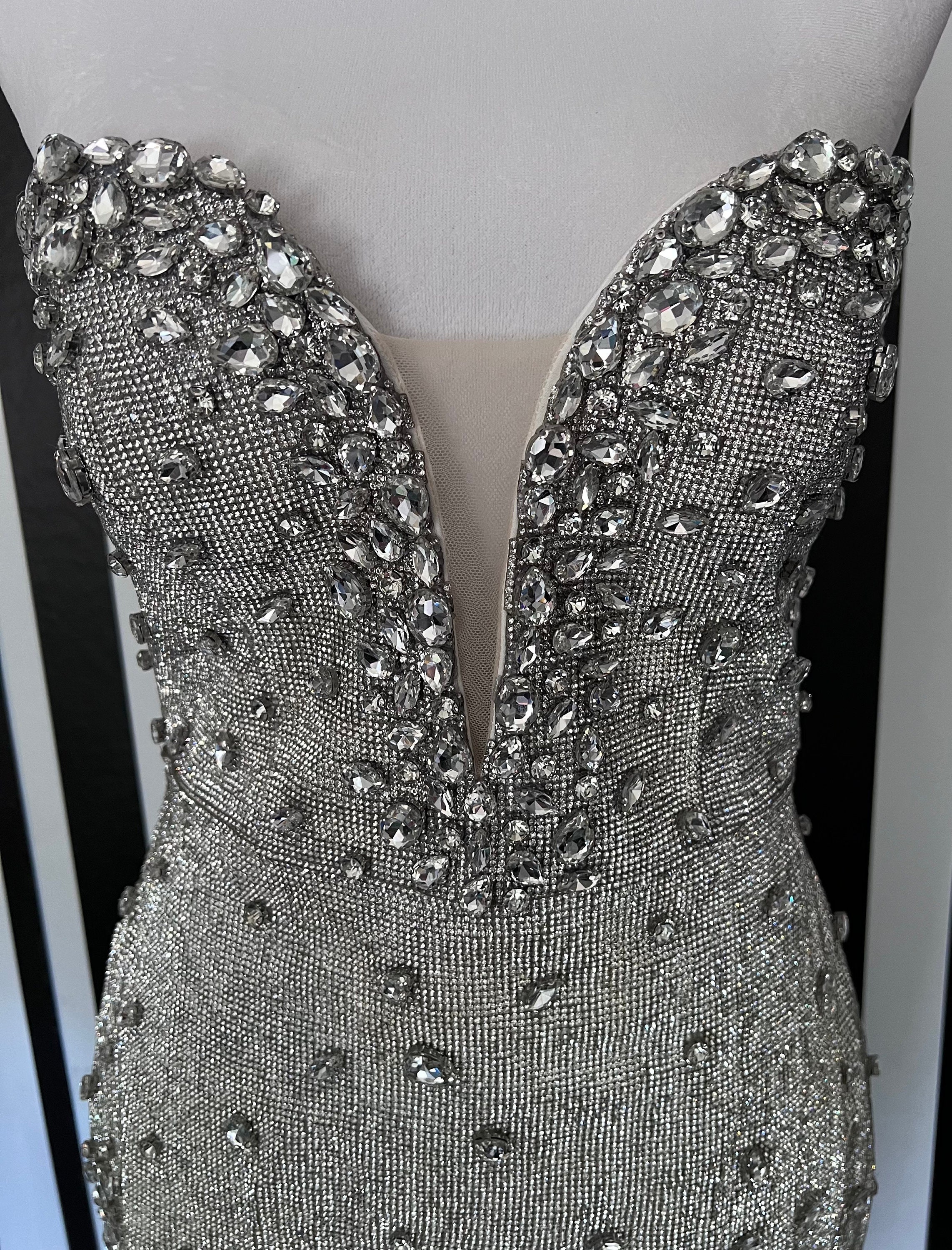 Strapless Rhinestone and Crystal Embellished Sweetheart Neck Mini Dress Etsy