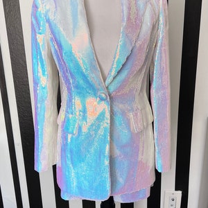 Silver Rainbow Sequin Blazer and Short Set image 5