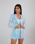 Silver Rainbow Sequin Blazer and Short Set