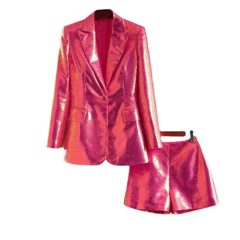 Pink Sequin Blazer and Short Set Etsy