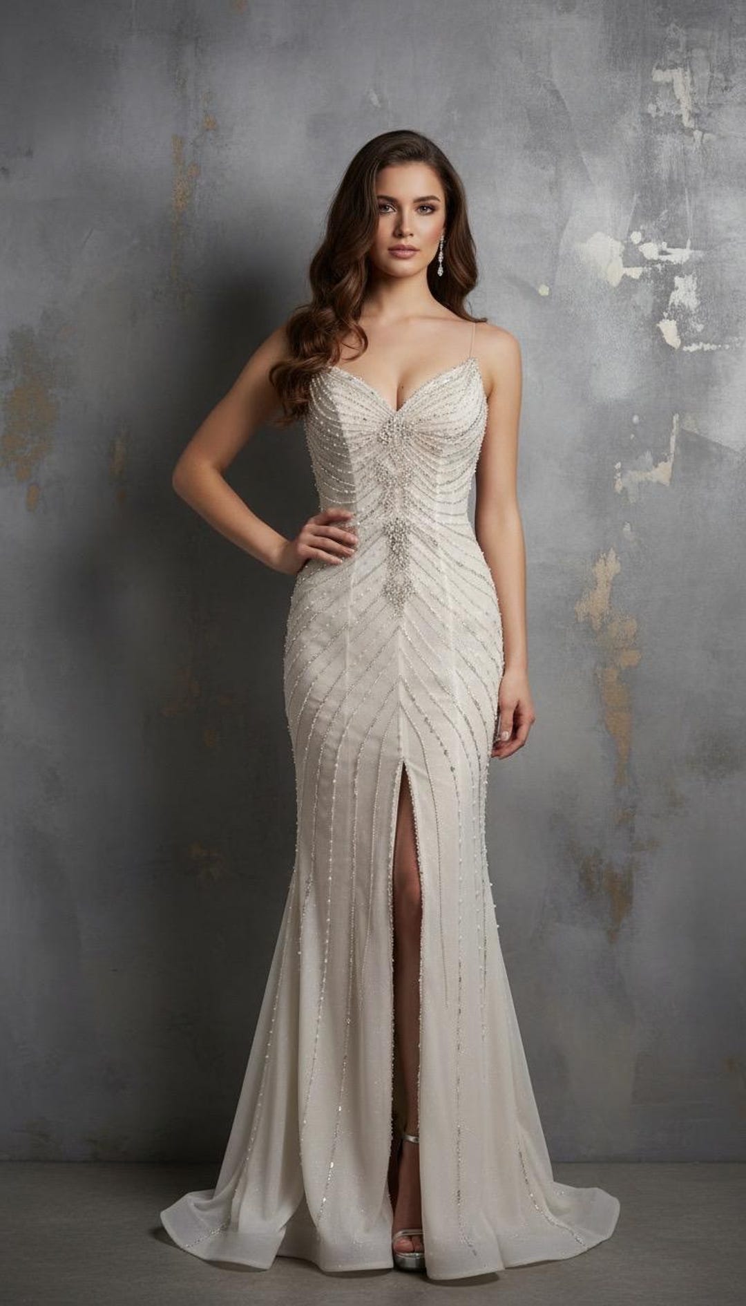 white beaded corset dress Pearl Beaded Couture Corset Top – Bridal & Evening main image 0
