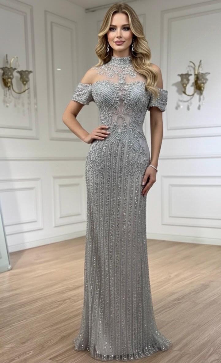 silver rhinestone prom dress Long Backless Grey Sexy Dresses with Slit See Through Evening Gowns APD3296 illusion cutout silver rhinestone prom dress Sequin
