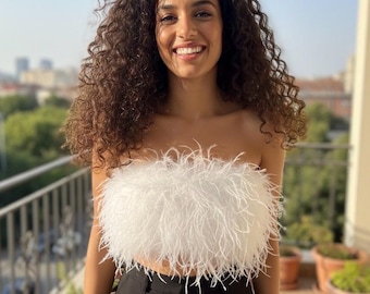 8" Length Handmade Ostrich Feather Top - Custom Made to Order