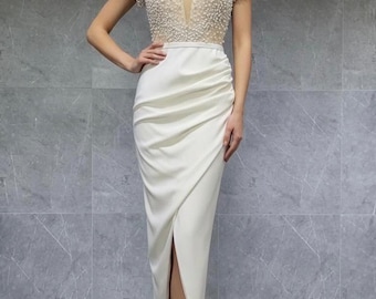 pearl bachelorette dress White | Hen Dress | Dress JOATEAY Adhesive Bra Strapless size:L Size:us-20w Make a statement in