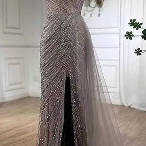 High Slit Metallic Gown Champagne