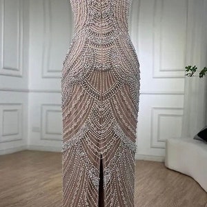 Pearl Mirage Halter Gown