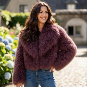 Mongolian Fur Collar Crop Length Coat