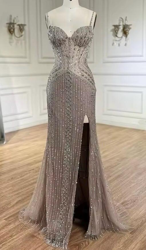silver beaded maxi dress Eva Hand Beaded Pearl & Lace Maxi Dress / White | MESHKI