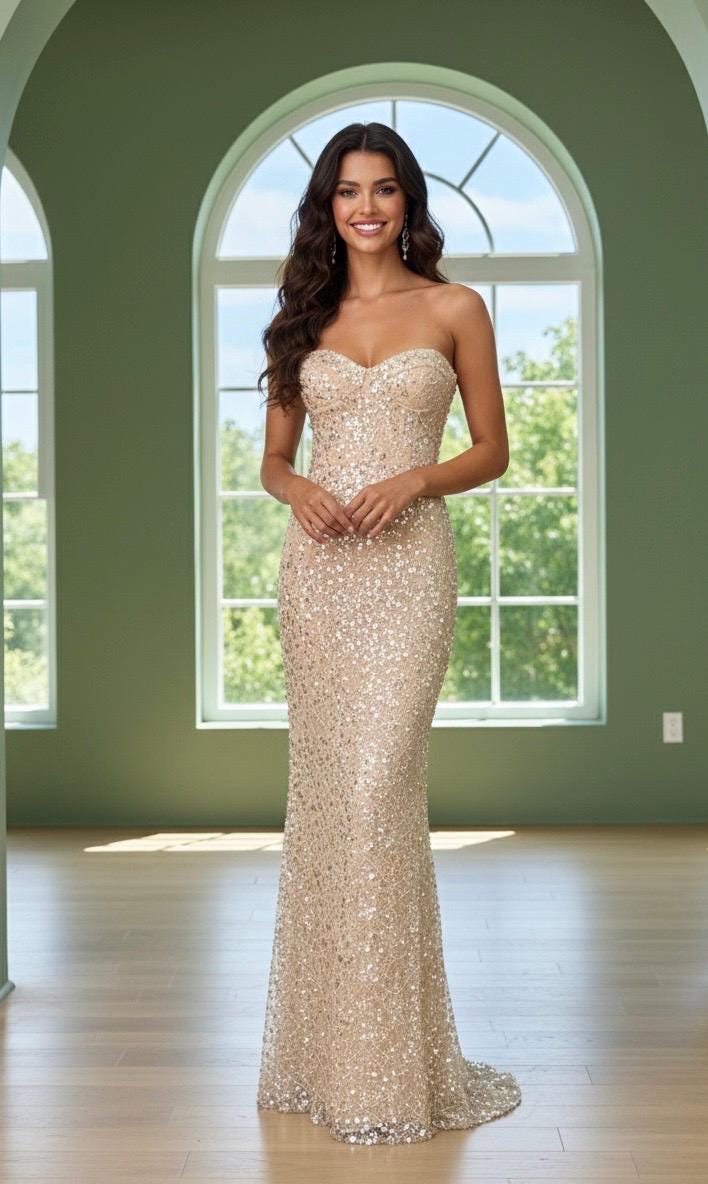 champagne sequin maxi dress Champagne Sequin Dress - Sleeveless Maxi Dress - Lace Trim Dress