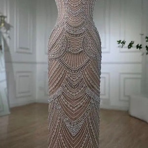 パーティードレス Ruffled Gown Embellished with Pearls Rhinestones Rhinestone and Pearl Embellished Halter Neck Maxi Gown - Etsy