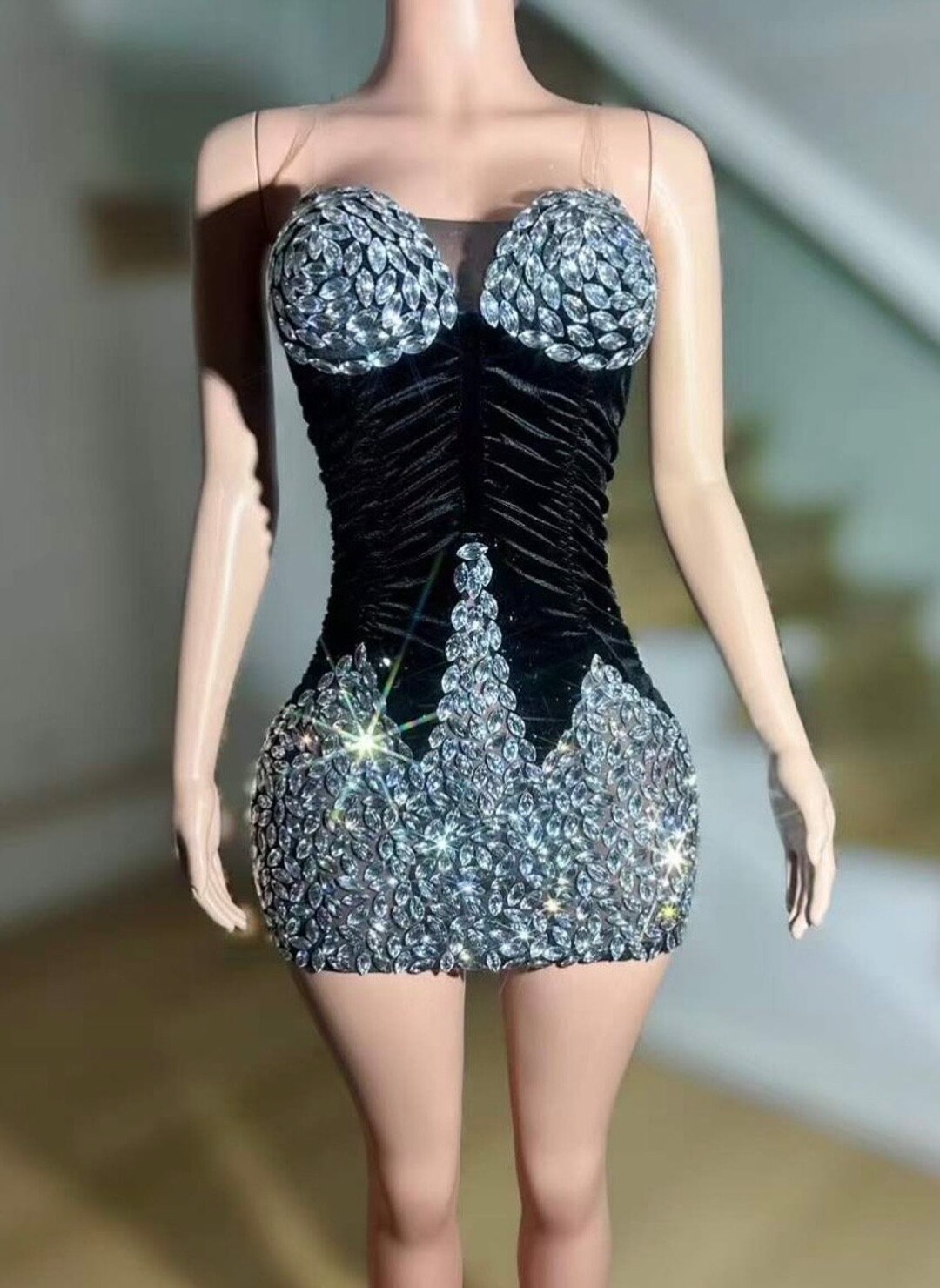 Kristina Sweetheart Neckline Embellished Sequins Mesh Dress