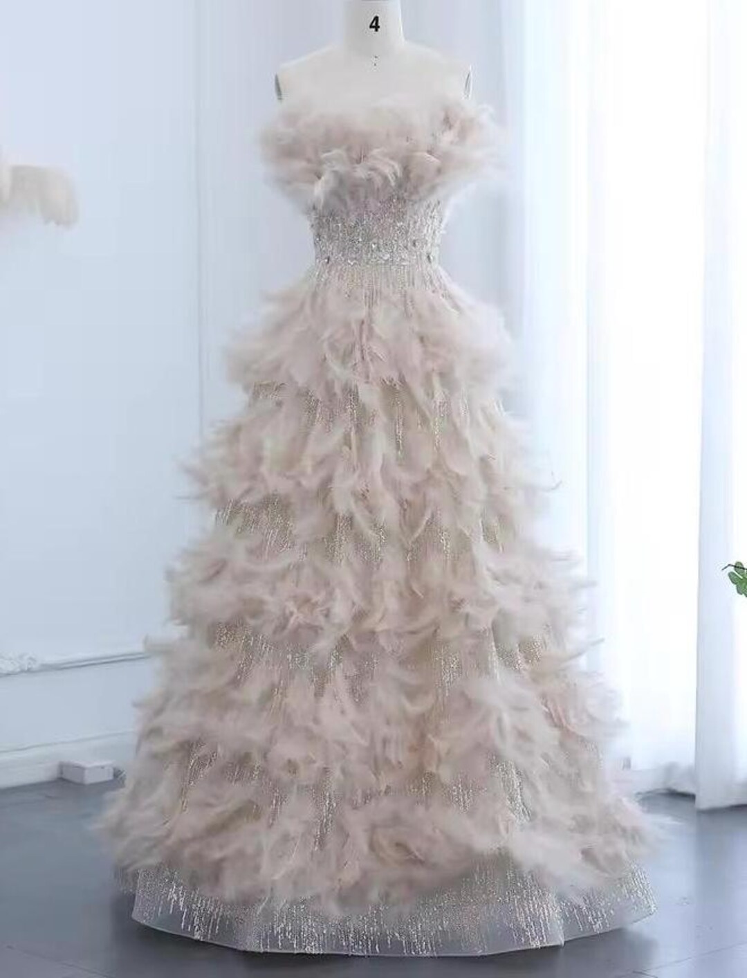 Floral Print Ruffled Skirt Gown with Strapless Corset Bodice Pink
