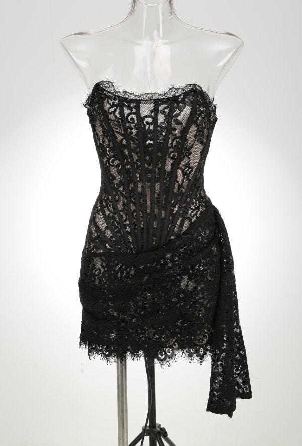 Strapless Lace Corset Mini Dress