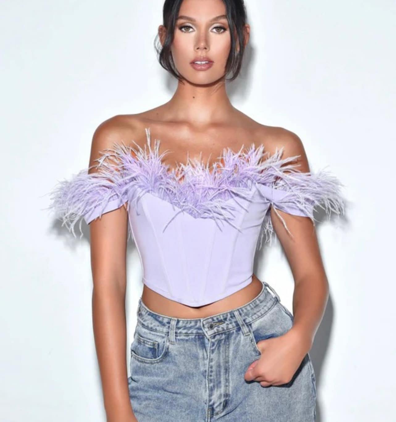 Feather Shoulder Top Etsy