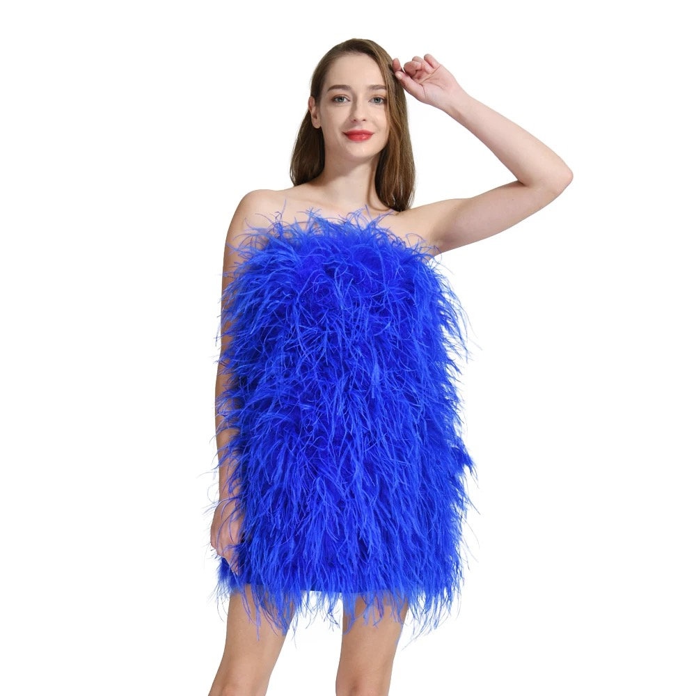 Beautiful Handmade Ostrich Feather Mini Dress - Etsy