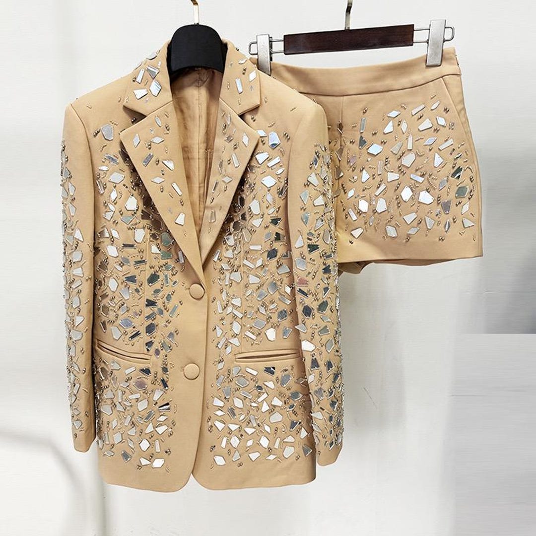 Beige Hook Blazer Set