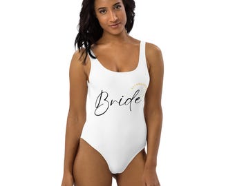 BRIDE One-Piece Swimsuit – White Bridal Swimsuit for Bachelorette or Honeymoon – Inclusive Fit