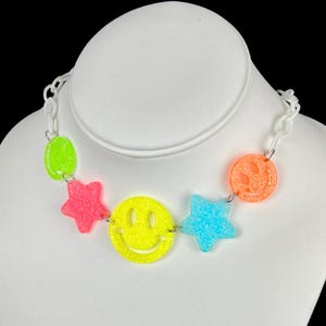 Color Burst Choker/ Colorful Festival Necklace/ Glitter Charms/ Rave Accessories/ Women&#39;s Fashion