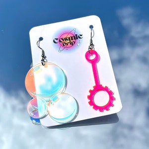 Bubble and Wand Earrings: Whimsical Playful Earrings