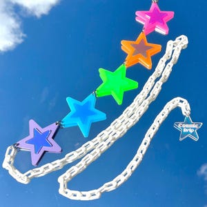 Rainbow Star Belt: Iridescent Acrylic Festival Rave Accessories