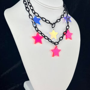 Star Necklace Choker/ Iridescent Rainbow/ Rave Accessories/ Space ...