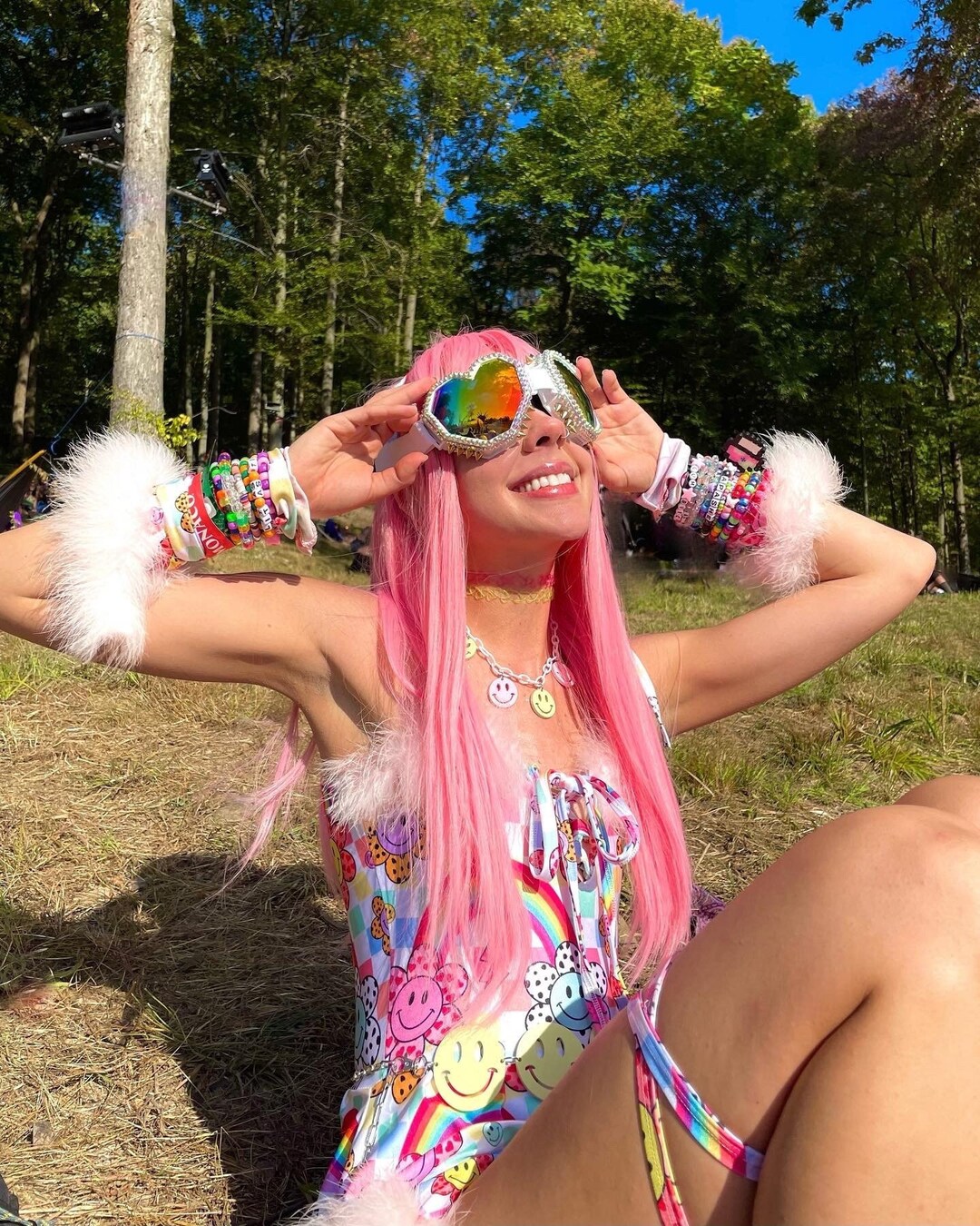 Fever Studded Rainbow Festival Goggles main image 1