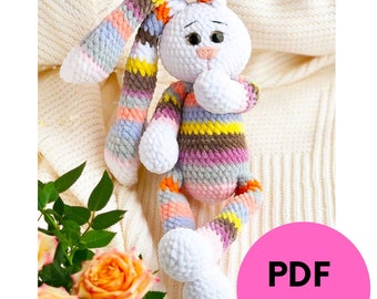 AMIGURUMI Rainbow Rabbit Crochet Pattern, PDF pattern in Italian printable digital download MINIGURUMI Italian language