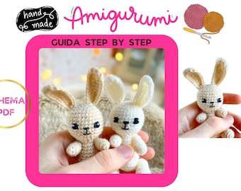 AMIGURUMI Little Bunny Crochet Pattern, PDF pattern in Italian instant digital download printable MINIGURUMI Italian language