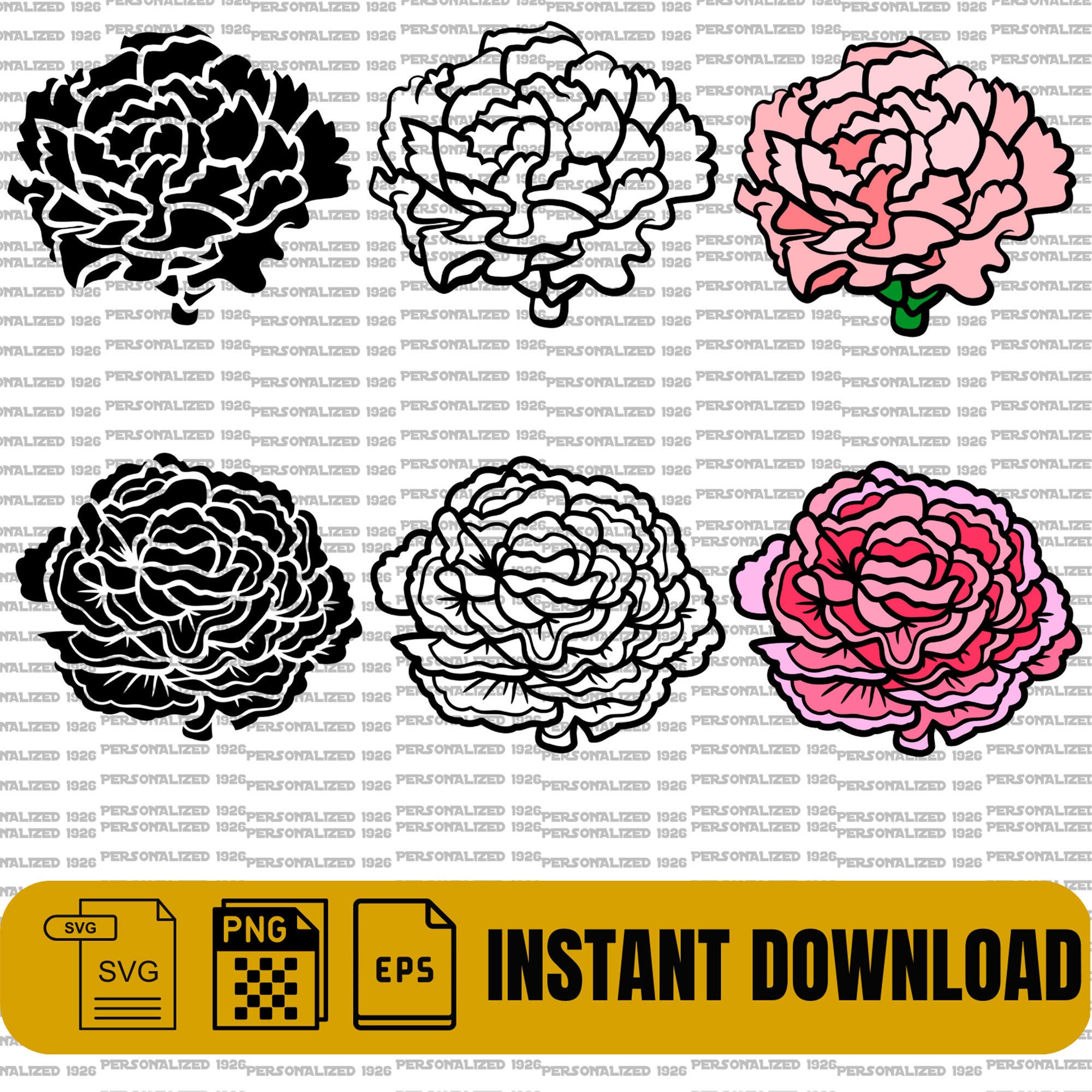 Carnation Flower / PNG SVG EPS / Digital Files / Cricut Pro Silhouette ...