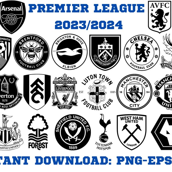 Premier League | Year 2023-2024 | English Championship | EPS-PNG-SVG | Vector files | engravings, cricut, etc. | Instant download