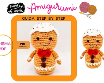 AMIGURUMI Gingerbread Man Crochet Pattern, PDF pattern in Italian instant digital download printable MINIGURUMI Italian language