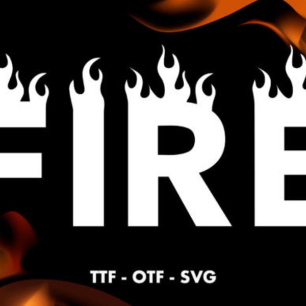 Fire Fonts | Font with fire coming out of the letters | Fiery Letters Font | Decorative Fonts | OTF-TTF Font files | Instant download