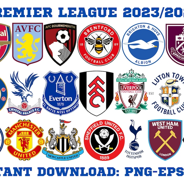 Premier League | Anno 2023-2024 | Campionato Inglese | EPS-PNG-SVG | Files vettoriali | incisioni, sublimazione, etc. | Download istantaneo