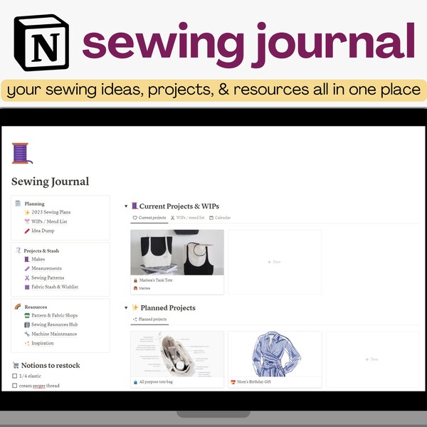 Sewing Planner Etsy