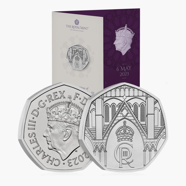 La coronación de Su Majestad el Rey Carlos III Reino Unido Moneda brillante sin circular de 50 peniques