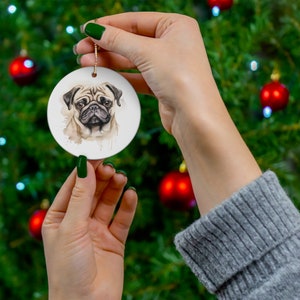 Precocious Pug Ornament | Porcelain Pug Ornament