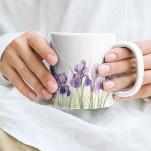 Mooie Iris-mok | Iris koffiemok | Aquarel irissen mok