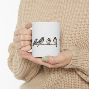 Sweet Swallows Mug | Swallows Coffee Mug | Watercolor Swallow Mug