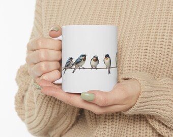 Sweet Swallows Mug | Swallows Coffee Mug | Watercolor Swallow Mug