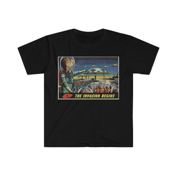 T-shirt Vintage Rare Stanley Desantis 'Mars Attacks' 1996 - Taille XL Jaune - Coton - Occasion Bon état