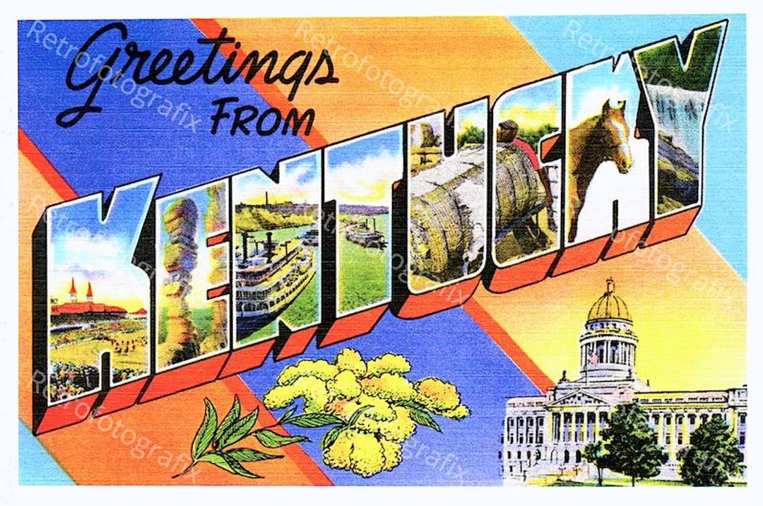 Greetings From KENTUCKY Large Letter Vintage Postcard From The 1930 s greetings-from-kentucky-large-letter-vintage-postcard-from-the-1930-s
