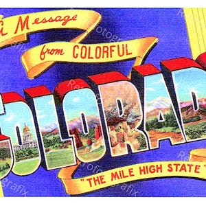 Un messaggio dal COLORADO - Cartolina d'epoca di grandi dimensioni degli anni '30-'40 - Download digitale immediato - Stampabile - Alta risoluzione